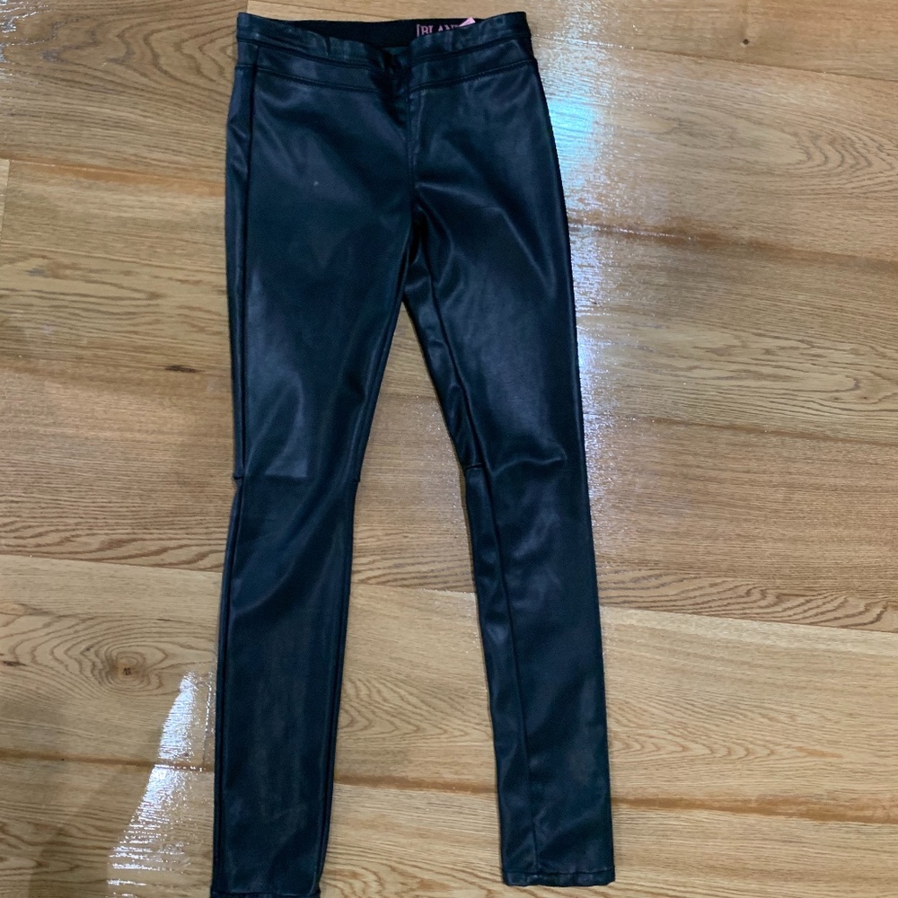 black faux leather pants